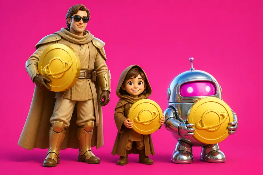 Jedi Gaming mascots holding daily coins